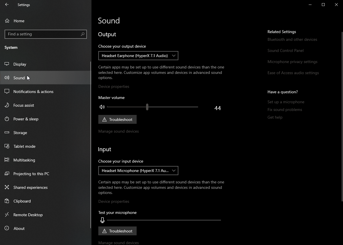 Windows Sound tab